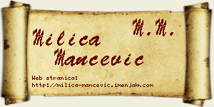 Milica Mančević vizit kartica